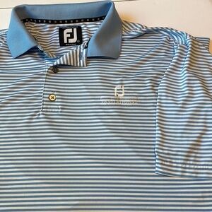 FootJoy men’s short sleeve polo, shirt, size large, blue, and white